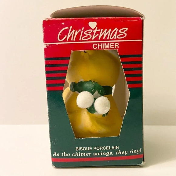 Christmas Chimer Bisque Porcelain Ornament Lisas  Creations Bear Chimer - Picture 11 of 16